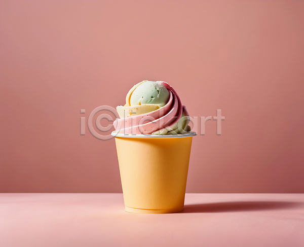사람없음 JPG 편집이미지 분홍색 아이스크림 젤라또 종이컵 컬러풀