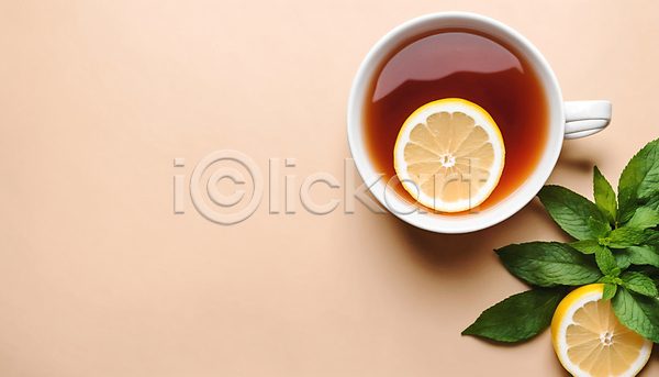 사람없음 JPG 편집이미지 하이앵글 레몬 차(음료) 찻잔 카피스페이스 허브 허브차