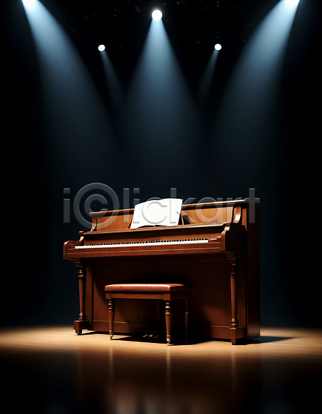 사람없음 JPG 디지털합성 편집이미지 무대 스포트라이트 악보 조명 콘서트홀 피아노(악기)