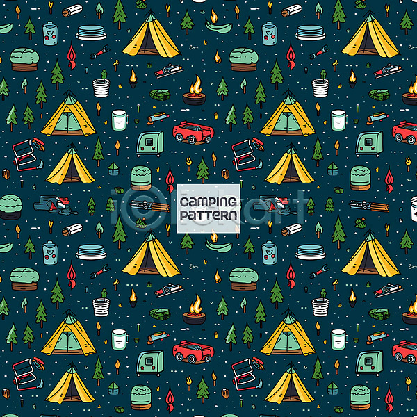 사람없음 PSD 일러스트 공구 나무 남색 머그컵 모닥불 불꽃(불) 촛불 캠핑 캠핑도구 텐트 패턴 패턴백그라운드