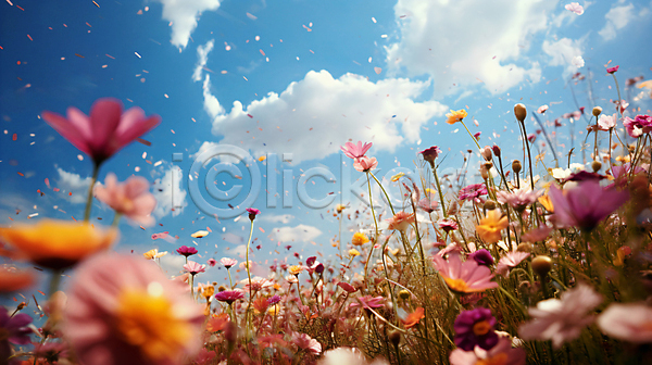 사람없음 JPG 편집이미지 구름(자연) 꽃 꽃가루 꽃밭 자연 코스모스(꽃) 풀(식물) 풍경(경치) 하늘