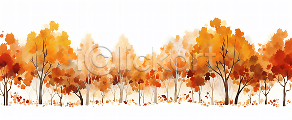 사람없음 JPG 일러스트 가을(계절) 그림 낙엽 단풍 단풍나무 백그라운드 수채화(물감) 주황색 풍경(경치)