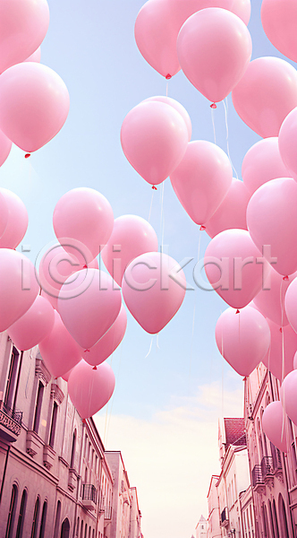 사람없음 JPG 편집이미지 거리 건물 도시 분홍색 풍경(경치) 풍선 하늘