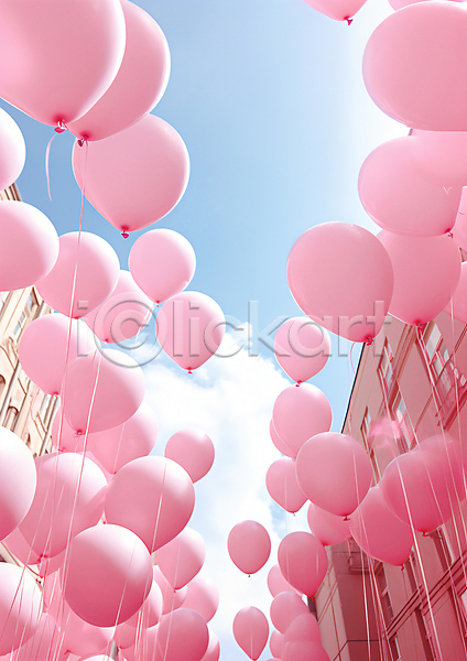 사람없음 JPG 편집이미지 거리 건물 구름(자연) 도시 분홍색 풍경(경치) 풍선 하늘