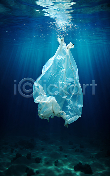 사회이슈 사람없음 JPG 편집이미지 물거품 물결 바다 바닷속 비닐봉투 파란색 해양쓰레기 해양오염