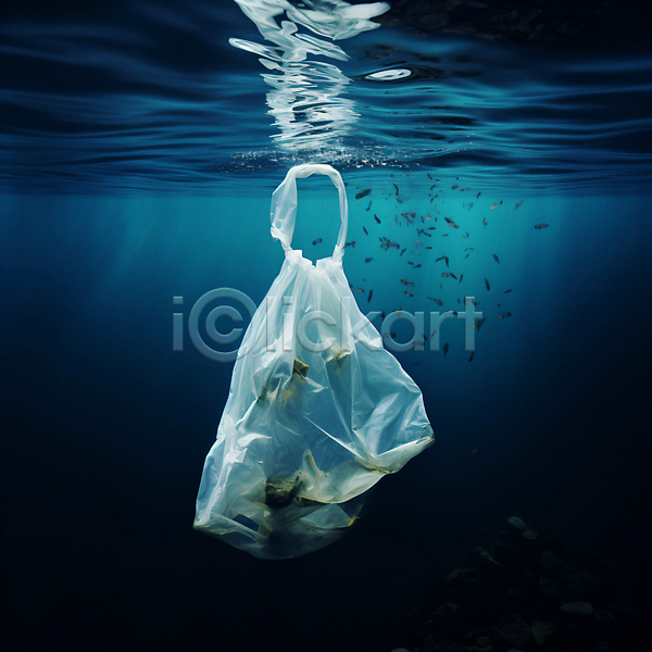 사회이슈 사람없음 JPG 편집이미지 물결 바다 바닷속 비닐봉투 파란색 해양쓰레기 해양오염
