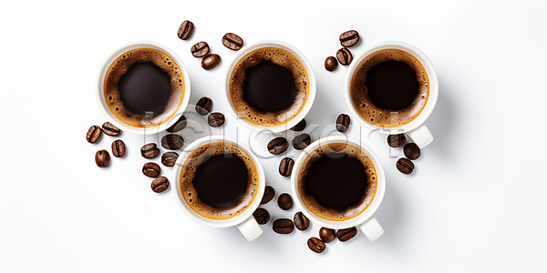 사람없음 JPG 디지털합성 편집이미지 하이앵글 갈색 에스프레소 원두 카페 커피 커피잔