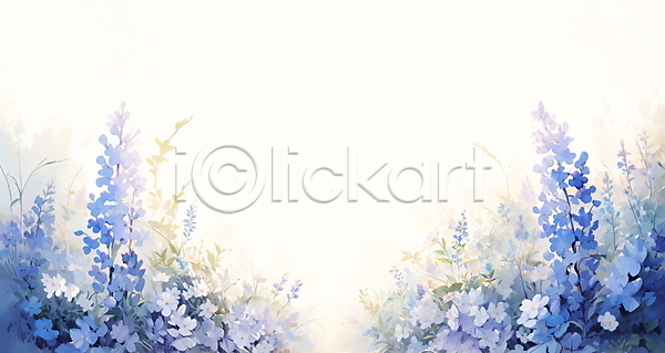 사람없음 JPG 일러스트 꽃 라일락 백그라운드 보테니컬아트 수채화(물감) 자연 카피스페이스 파란색 풀(식물)