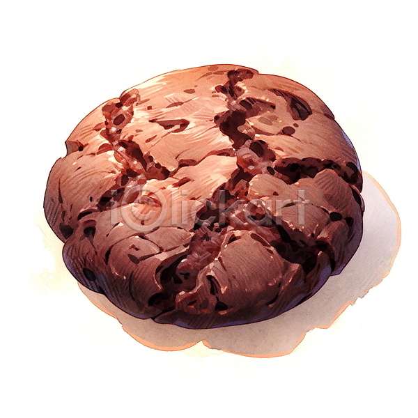 사람없음 JPG 일러스트 갈색 디저트 수채화(물감) 초코쿠키 쿠키