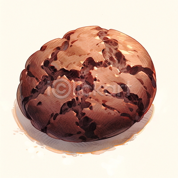 사람없음 JPG 일러스트 갈색 디저트 수채화(물감) 초코쿠키 쿠키