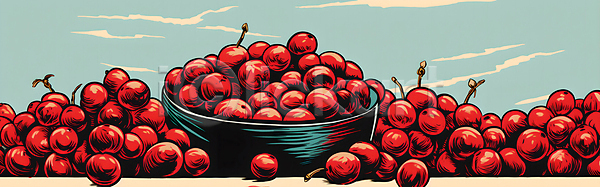 사람없음 JPG 디지털합성 일러스트 그릇 그림 담기 디자인 빨간색 원두 포스터 하늘