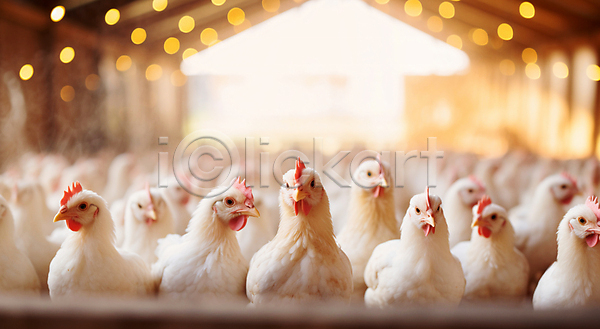 사람없음 JPG 디지털합성 편집이미지 가축 닭 닭벼슬 닭장 보케 여러마리 축산업