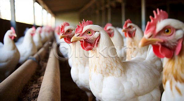 사람없음 JPG 디지털합성 편집이미지 가축 닭 닭벼슬 닭장 여러마리 축산업