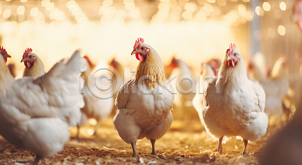 사람없음 JPG 디지털합성 편집이미지 가축 닭 닭벼슬 닭장 보케 여러마리 축산업