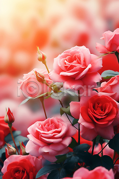 사람없음 JPG 디지털합성 편집이미지 꽃봉오리 로즈데이 백그라운드 분홍색 빨간색 자연 장미 풍경(경치)