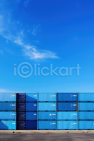사람없음 JPG 편집이미지 구름(자연) 무역 무역항 컨테이너 파란색 하늘