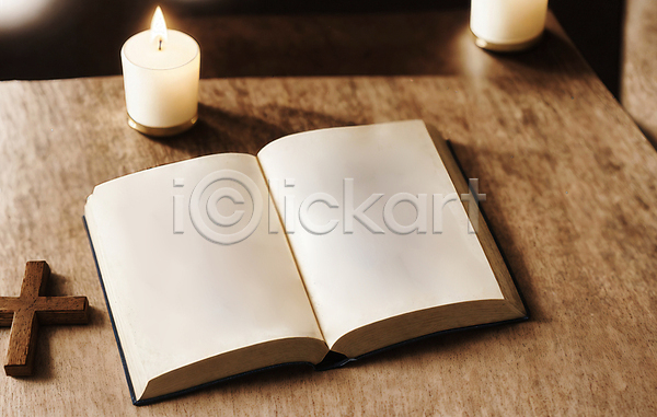 사람없음 JPG 디지털합성 편집이미지 기독교 나무탁자 성경 십자가 오브젝트 촛불 편집소스