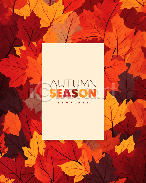 사람없음 PSD 디지털합성 템플릿 가을(계절) 나뭇잎 낙엽 단풍 빨간색 편집소스 프레임
