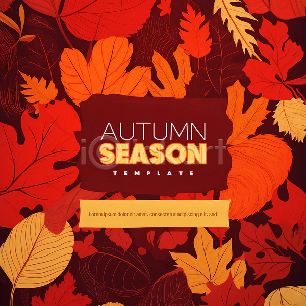 사람없음 PSD 디지털합성 템플릿 가을(계절) 나뭇잎 낙엽 단풍 빨간색 편집소스 프레임