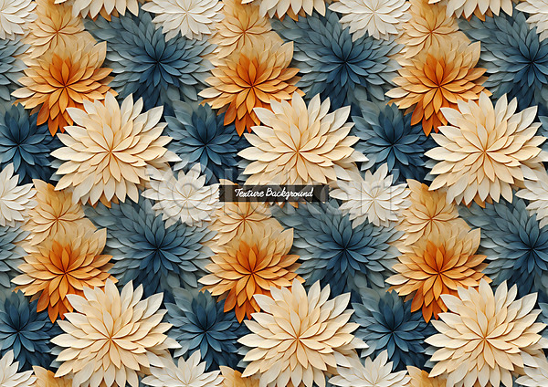 사람없음 3D PSD 디지털합성 편집이미지 꽃무늬 남색 백그라운드 주황색 질감 패턴
