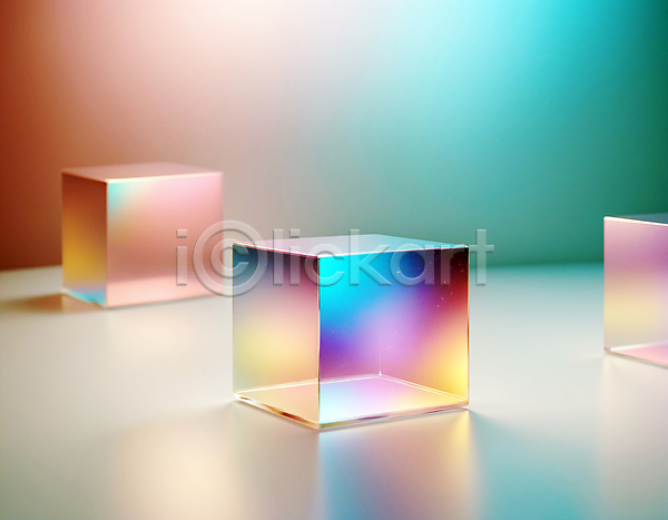 사람없음 JPG 디지털합성 편집이미지 사각형 정사각형 컬러풀 큐브 홀로그램