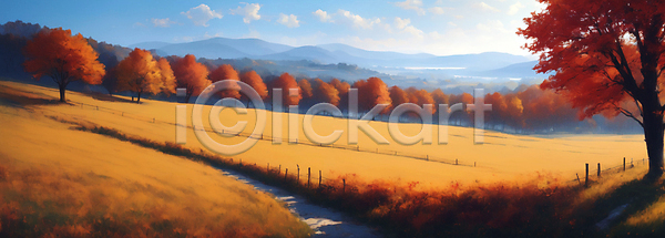 사람없음 JPG 디지털합성 편집이미지 가을(계절) 가을풍경 구름(자연) 길 단풍 단풍나무 산 울타리 자연 초원(자연) 풍경(경치) 하늘
