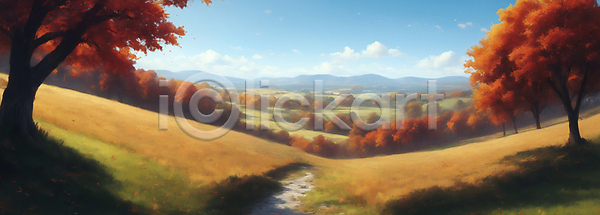 사람없음 JPG 디지털합성 편집이미지 가을(계절) 가을풍경 구름(자연) 길 단풍 단풍나무 산 자연 초원(자연) 풍경(경치) 하늘