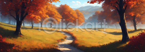 사람없음 JPG 디지털합성 편집이미지 가을(계절) 가을풍경 길 단풍 단풍나무 산 자연 초원(자연) 풍경(경치)