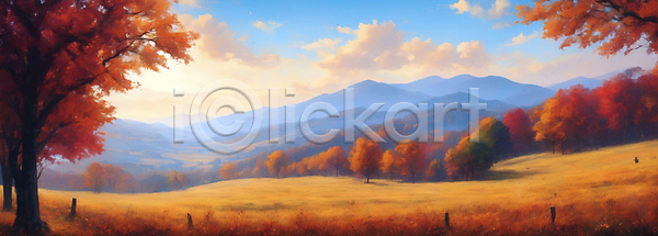 사람없음 JPG 디지털합성 편집이미지 가을(계절) 가을풍경 구름(자연) 단풍 단풍나무 산 일몰 자연 초원(자연) 풍경(경치) 하늘