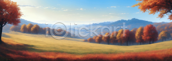 사람없음 JPG 디지털합성 편집이미지 가을(계절) 가을풍경 구름(자연) 단풍 단풍나무 산 자연 초원(자연) 풍경(경치) 하늘