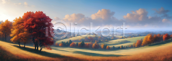 사람없음 JPG 디지털합성 편집이미지 가을(계절) 가을풍경 구름(자연) 단풍 단풍나무 자연 초원(자연) 풍경(경치) 하늘