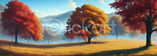 사람없음 JPG 디지털합성 편집이미지 가을(계절) 가을풍경 단풍 단풍나무 산 자연 초원(자연) 풍경(경치)