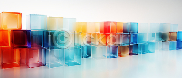 사람없음 JPG 디지털합성 편집이미지 그라데이션 모형 백그라운드 사각형 쌓기 정사각형 컬러풀 큐브