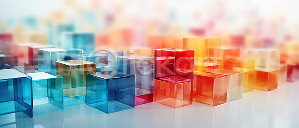 사람없음 JPG 디지털합성 편집이미지 그라데이션 모형 백그라운드 블러효과 사각형 쌓기 정사각형 컬러풀 큐브