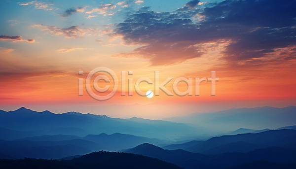 사람없음 JPG 디지털합성 편집이미지 구름(자연) 산등성이 새벽 아침 일출 자연 태양 풍경(경치) 하늘 햇빛