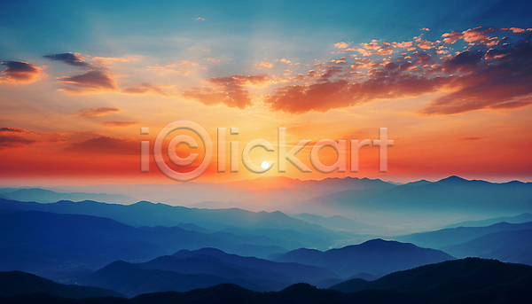 사람없음 JPG 디지털합성 편집이미지 구름(자연) 산등성이 새벽 아침 일출 자연 태양 풍경(경치) 하늘 햇빛