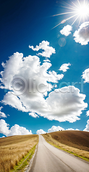 사람없음 JPG 편집이미지 구름(자연) 길 도로 맑음 백그라운드 자연 잔디 태양 파란색 풍경(경치) 하늘 햇빛