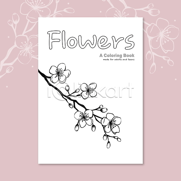 사람없음 AI(파일형식) 일러스트 꽃 드로잉 라인아트 벚꽃 스케치 영어 잎 젠탱글 타이포그라피