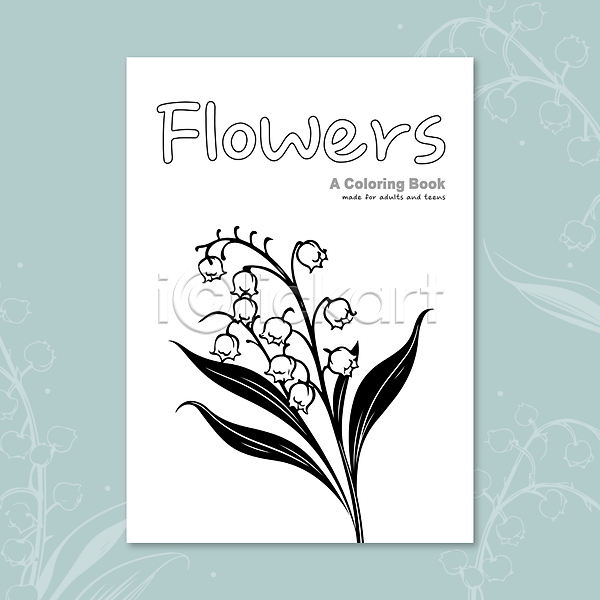 사람없음 AI(파일형식) 일러스트 꽃 드로잉 라인아트 스케치 영어 은방울꽃 잎 젠탱글 타이포그라피
