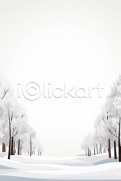 사람없음 JPG 일러스트 겨울 나무 눈(날씨) 눈덮임 백그라운드 설원 수채화(물감) 카피스페이스 풍경(경치) 흰색
