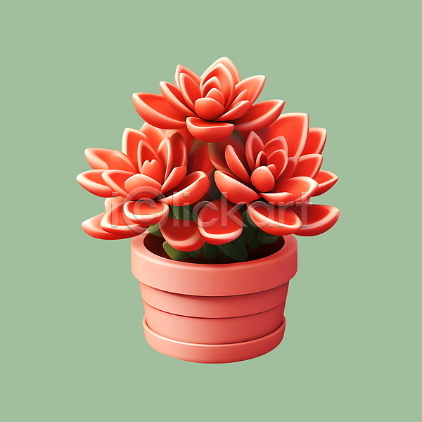 사람없음 3D 3D아이콘 PSD 아이콘 다육식물 빨간색 원예