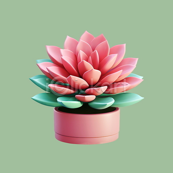 사람없음 3D 3D아이콘 PSD 아이콘 다육식물 분홍색 원예
