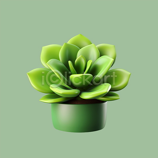 사람없음 3D 3D아이콘 PSD 아이콘 다육식물 원예 초록색