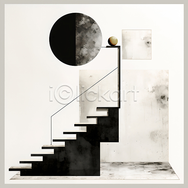 빈티지 사람없음 JPG 디지털합성 편집이미지 검은색 계단 공간 그런지 디자인 원형 질감 출입구 흰색