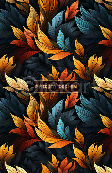 사람없음 PSD 편집이미지 나뭇잎 잎 주황색 컬러풀 파란색 패턴 패턴백그라운드