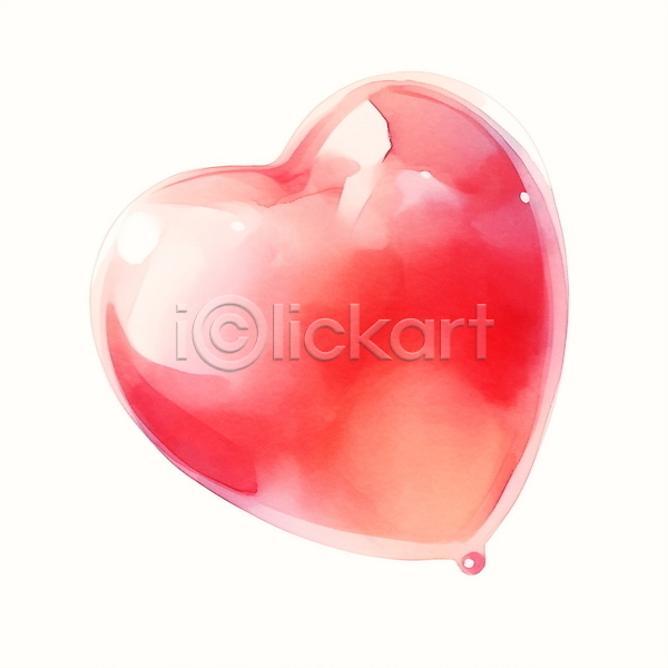 사랑 사람없음 JPG 일러스트 광택 물방울 버블 비눗방울 빨간색 수채화(물감) 오브젝트 하트