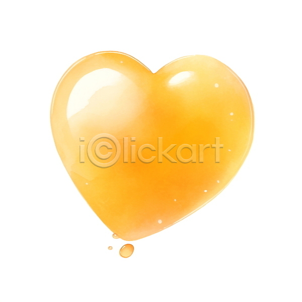 사랑 사람없음 JPG 일러스트 광택 노란색 물방울 버블 비눗방울 수채화(물감) 오브젝트 하트