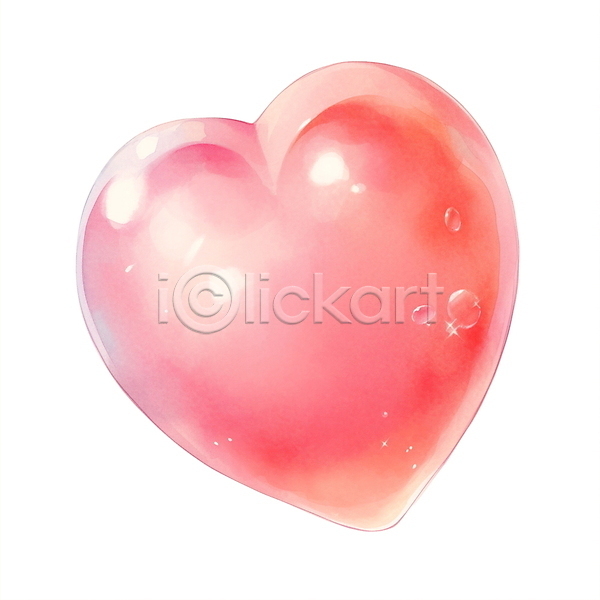 사랑 사람없음 JPG 일러스트 광택 버블 분홍색 비눗방울 수채화(물감) 오브젝트 하트