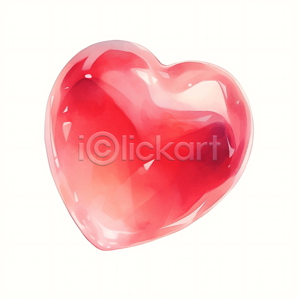 사랑 사람없음 JPG 일러스트 광택 버블 비눗방울 빨간색 수채화(물감) 오브젝트 하트