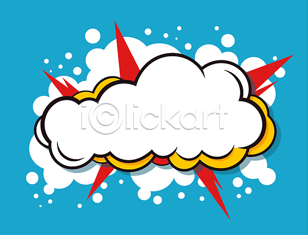 사람없음 AI(파일형식) 일러스트 구름(자연) 만화 말풍선 카툰스타일 카피스페이스 파란색 팝아트 프레임